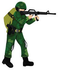 isolated soldier with Dangerous weapon on white background