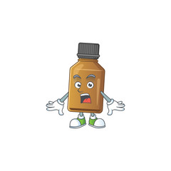 A cartoon design of syrup cure bottle showing an amazed gesture