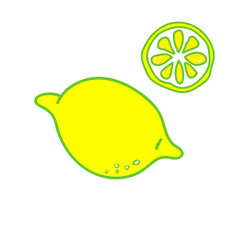 Hand drawn vector illustration of lemon. Isolated on white background.