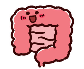 かわいい大腸、小腸　笑顔　健康