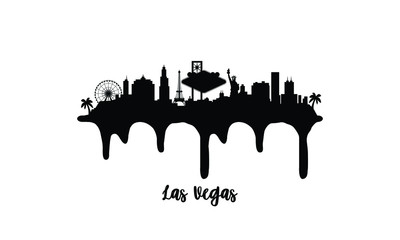 Las Vegas Texas black skyline silhouette vector illustration on white background with dripping ink effect. © krkt
