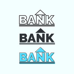 Bank office text icon design, Bank office text logo, Bank office icon, modern Idea and Concept Vector illustration Business Info graphic template with icon,arrow,world