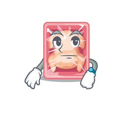 Mascot design of frozen chicken showing waiting gesture