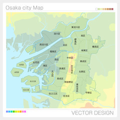 Obraz premium 大阪市の地図（等高線）