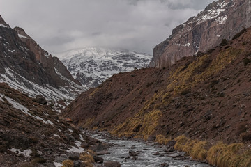Maipo river in Lo Valdés Valley, Cajón del Maipo, Central Andes of Chile.