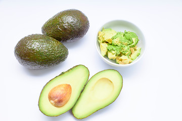 Avocado fruit , detail of the interior and seed. It is very healthy and delicious.