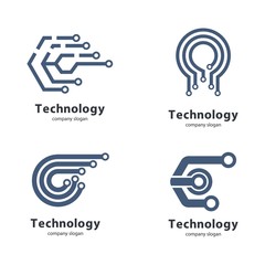Circular technology circuit icon logo