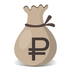 Moneybag isolated on a white background.Ruble