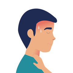 man with sore throat sick of covid 19 vector illustration design