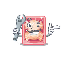 A picture of frozen chicken mechanic mascot design concept