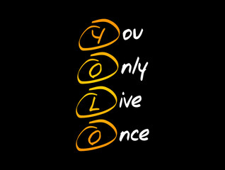 YOLO - You Only Live Once acronym, concept background