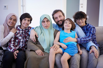muslim family portrait  at home