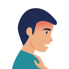 man with sore throat sick of covid 19 vector illustration design