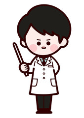 Doctor wearing laboratory coat / angry man / marker