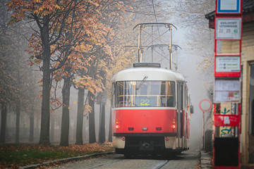 Fototapeta na wymiar old tram in Prague
