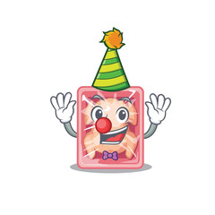 cartoon character design concept of cute clown frozen chicken