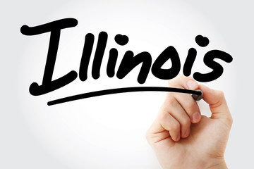 Hand writing Illinois with marker, concept background