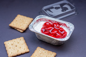 Top view Homemade Cherry cheese pie.