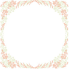 Beautiful picture with colorful frame on white background for decorative design. Retro card. Decoration element. Vintage holiday decor.