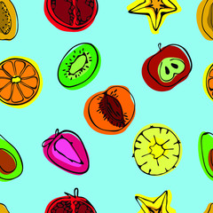 seamless abstract pattern with fruits
