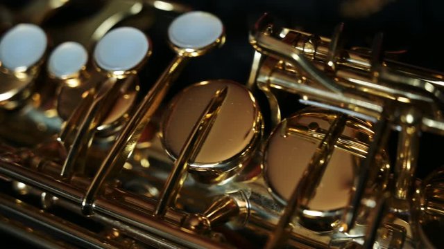 Close up slide shot of a Saxophone 