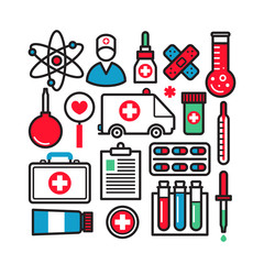 Medical icons on white background