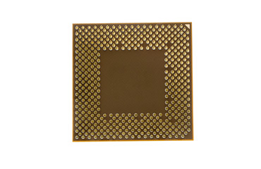Spód procesora komputerowego, piny, na białym tle - obrazy, fototapety, plakaty