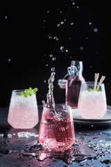 Splash of a pink cocktail