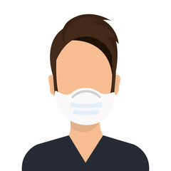 young man with face mask isolated icon vector illustration design