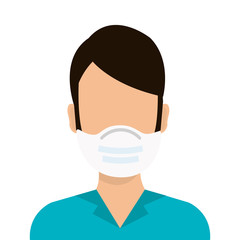 young man with face mask isolated icon vector illustration design