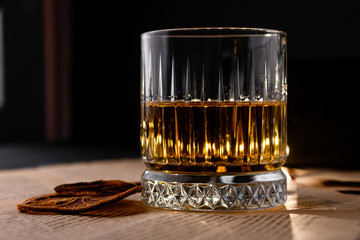 a glass of pure rye whiskey