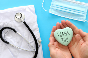 concept image of thank you to doctors, nurses and medical staff .