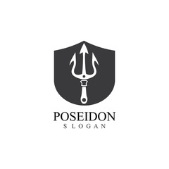 Obraz premium Trident design vector and poseidon icon illustration template