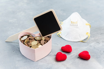 Donation box heart shaped  for emergency