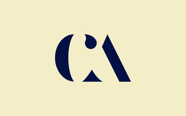 CA or AC and C or A Uppercase Letter Initial Logo Design, Vector Template