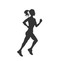 Fototapeta na wymiar Black silhouette of running girl. Outdoor fitness. Young active woman. Isolated workout image