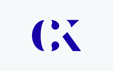 CK or KC and C or K Uppercase Letter Initial Logo Design, Vector Template