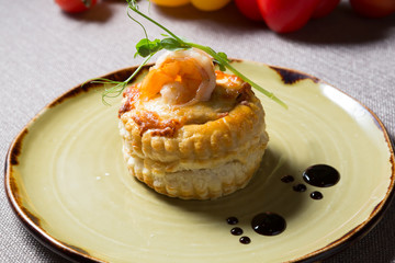 Baked mushrooms with cheese and shrimp