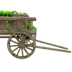 Fototapeta premium Harvest of bananas collected in a wooden cart