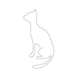 Cat silhouette line drawing, vector illustration