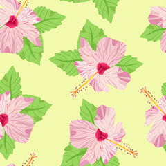 Elegant seamless pattern with decorative hibiscus flowers