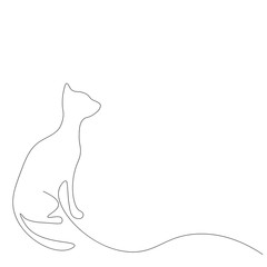 Cat one line drawing, vector illustration