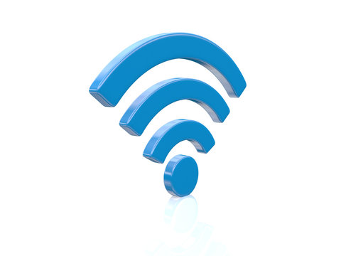 3D Render image of wifi symbol in blue color standing vertically