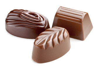 three chocolates isolated