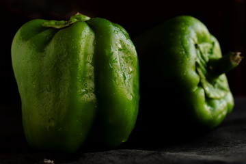 Close up of Bell Pepper-Capsicum Annuum on a black background 
