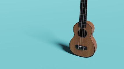Obraz premium ukulele 3d render illustration against blue background with shadow