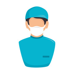 male paramedic with face mask avatar isolated icon vector illustration design