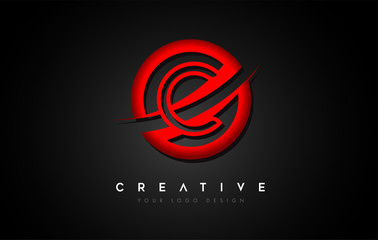 Fototapeta premium Letter C Logo with a Red Circle Swoosh Design. Creative Uppercase Letter Design Vector