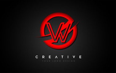 Fototapeta premium Letter W Logo with a Red Circle Swoosh Design. Creative Uppercase Letter Design Vector