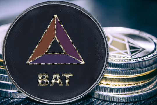 Coin cryptocurrency BAT basic attention token on the background